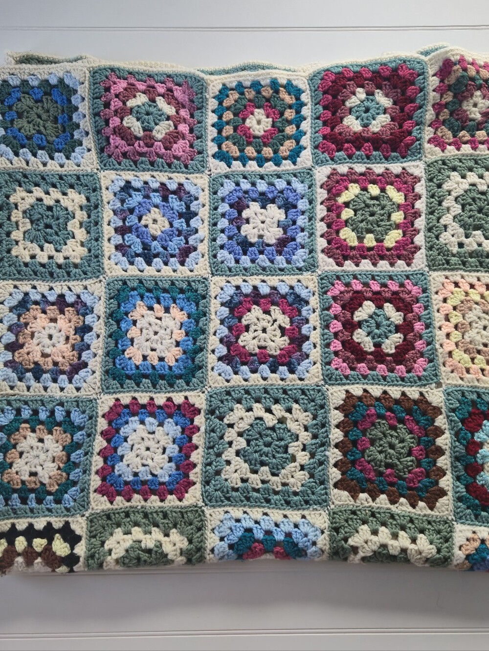 Handmade Crochet Granny Square Throw Blanket